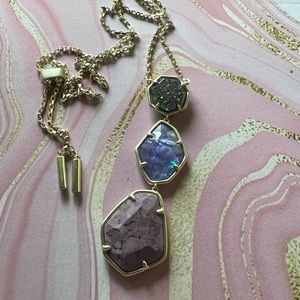 Kendra Scott variegated shades of purple set in gold NWT